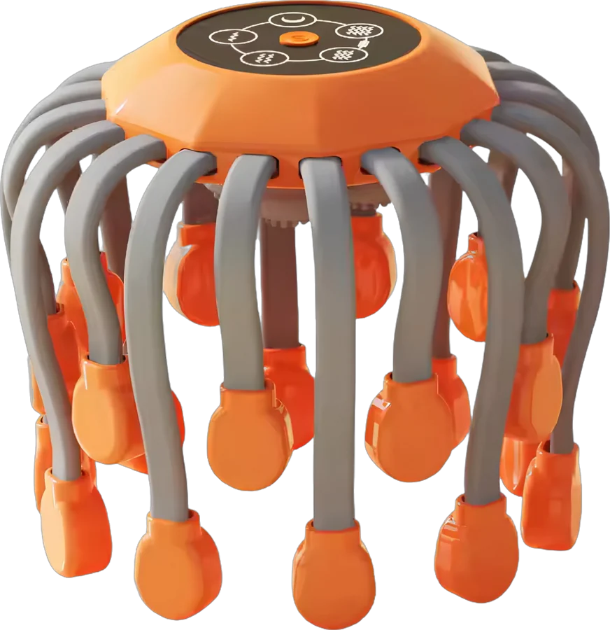 Halo scalp massager with twenty soft silicone arms